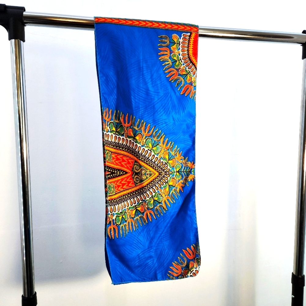 Vibrant Blue Patterned Scarf